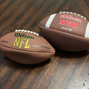 1 Wilson Official Size and 1 Junior Size Brown Football Duo